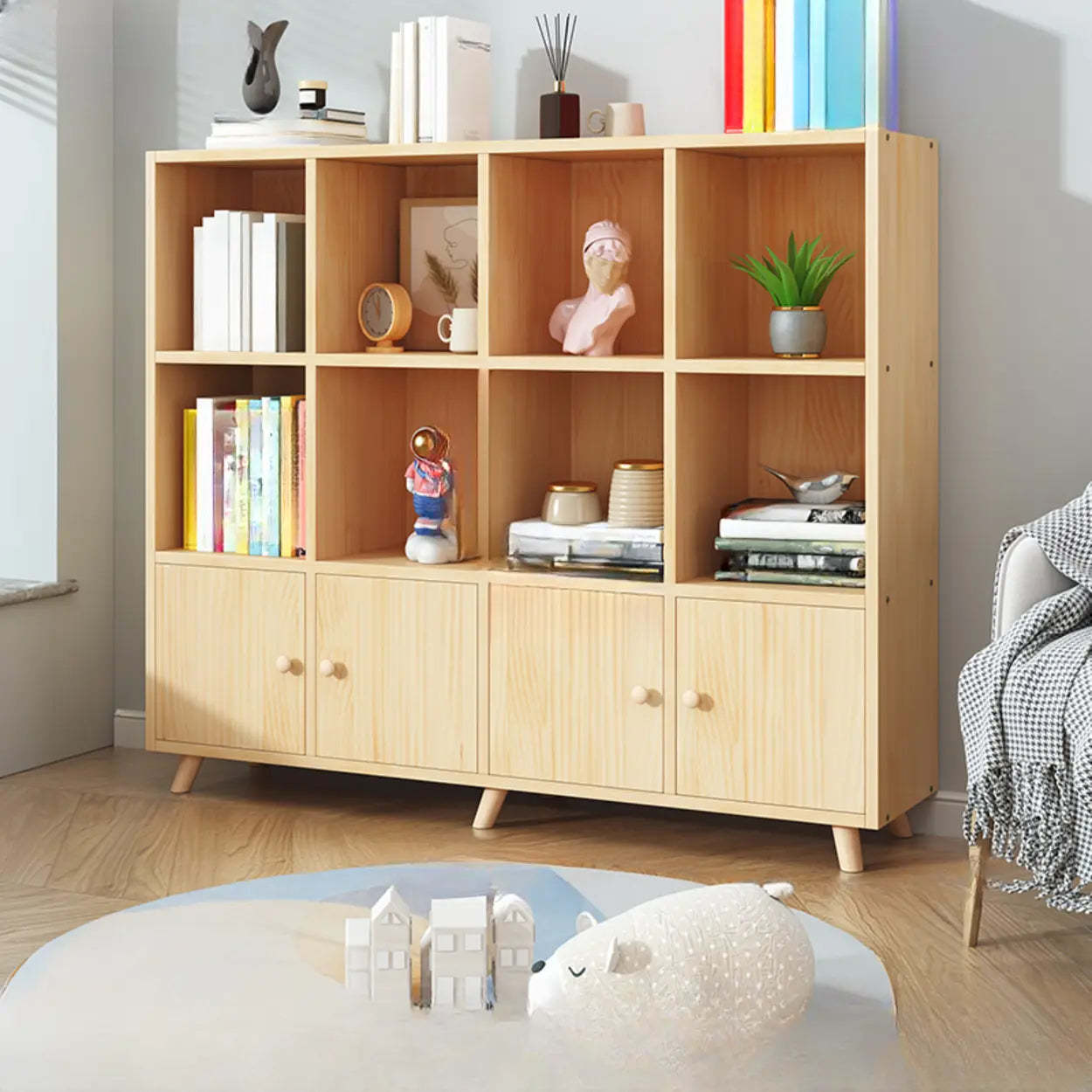 Wood Horizontal Closed-Back Bookcase