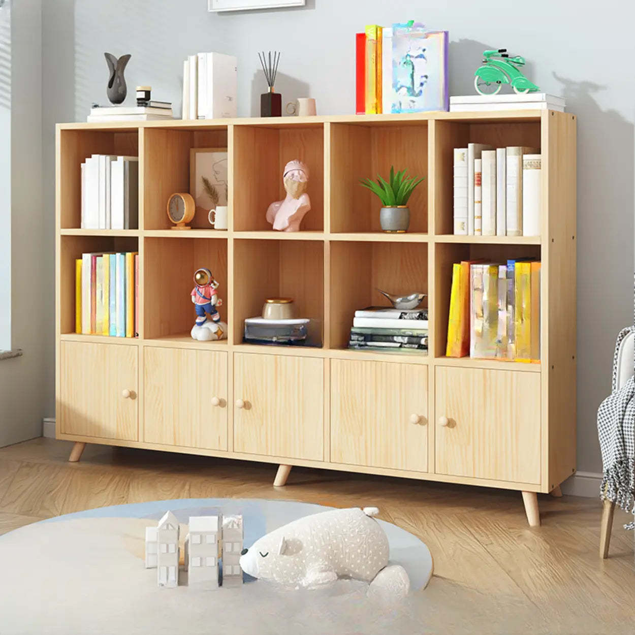 Wood Horizontal Closed-Back Bookcase