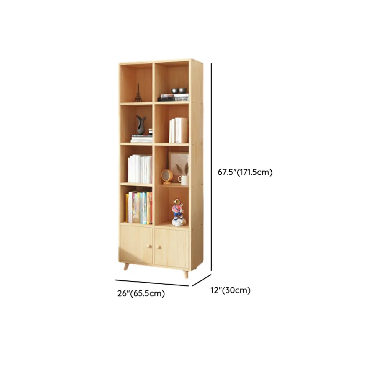 Wood Horizontal Closed-Back Bookcase