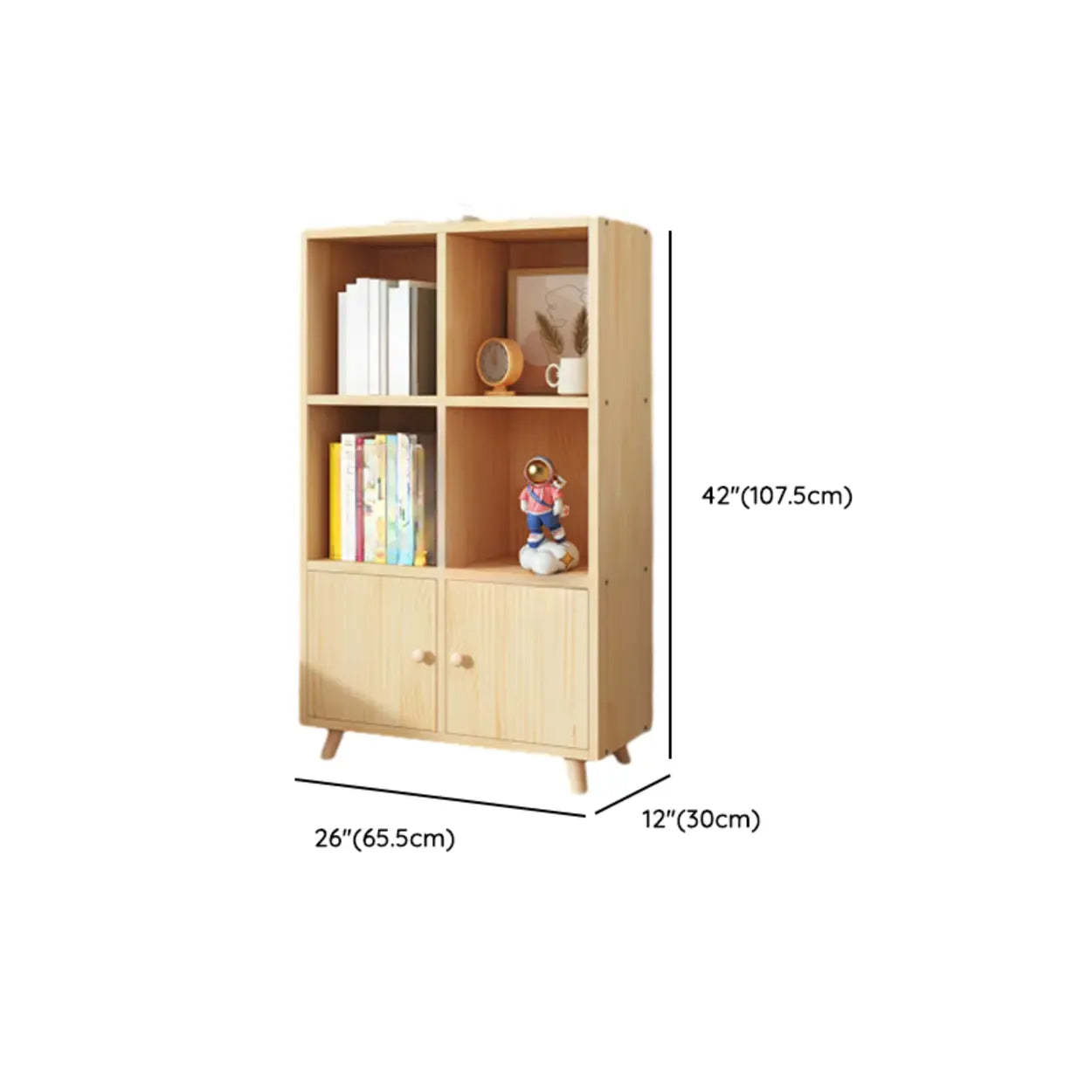 Wood Horizontal Closed-Back Bookcase