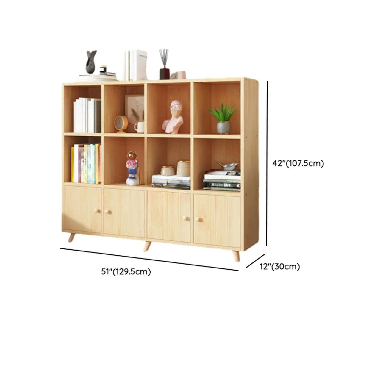 Wood Horizontal Closed-Back Bookcase
