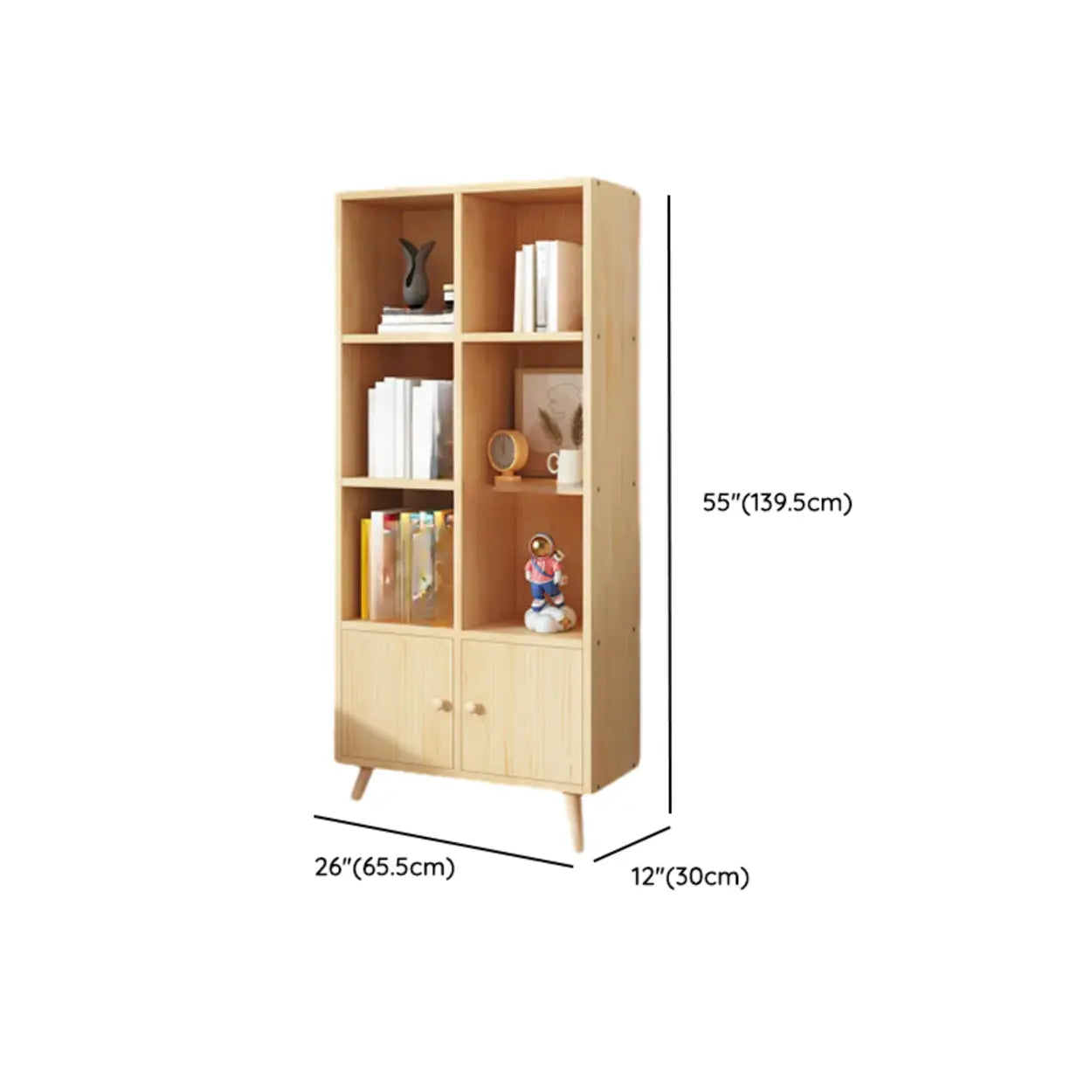 Wood Horizontal Closed-Back Bookcase