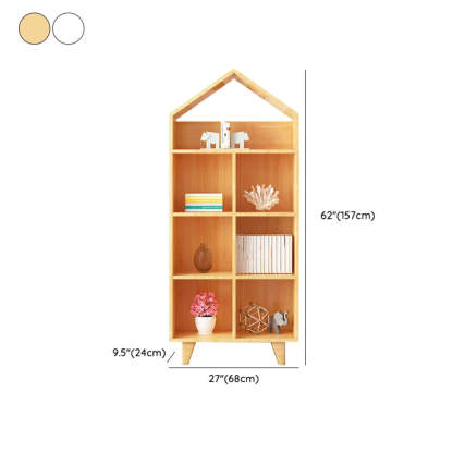Simple Wood House-Shaped Closed-Back Bookcase