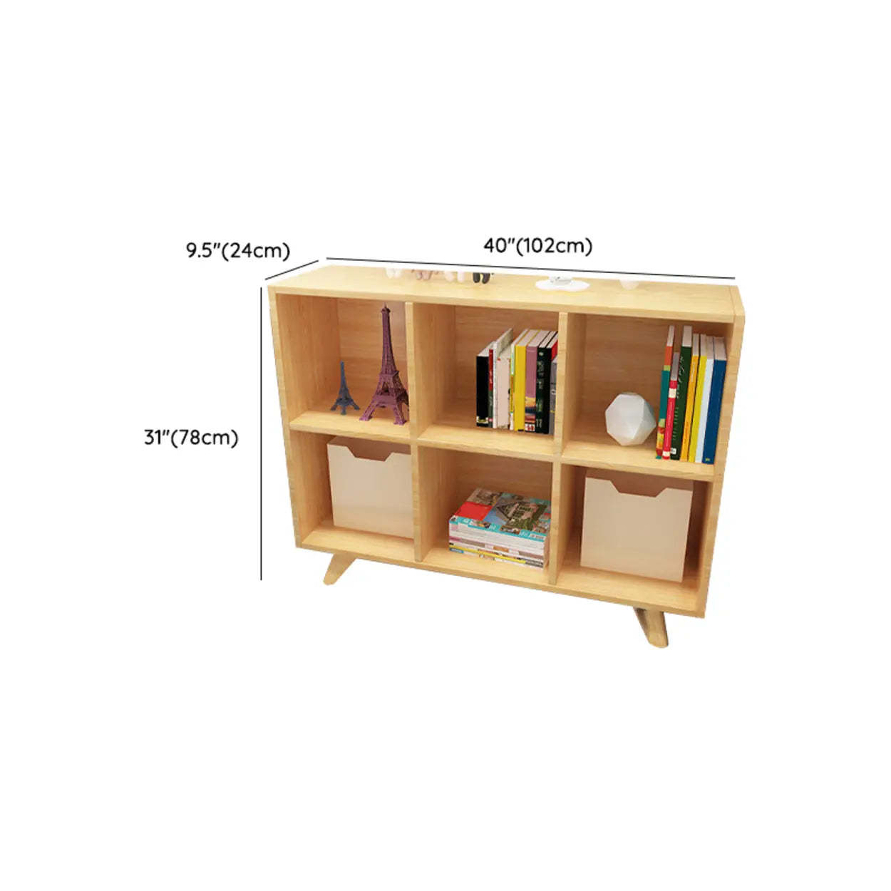 Simple Wood House-Shaped Closed-Back Bookcase