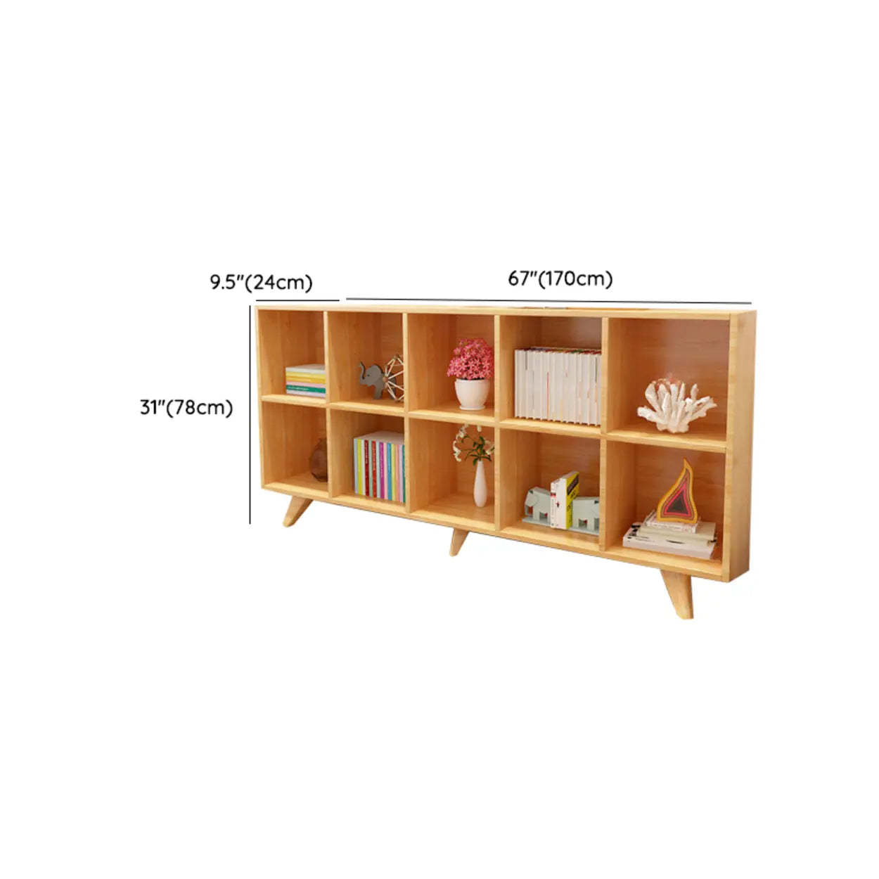 Simple Wood House-Shaped Closed-Back Bookcase