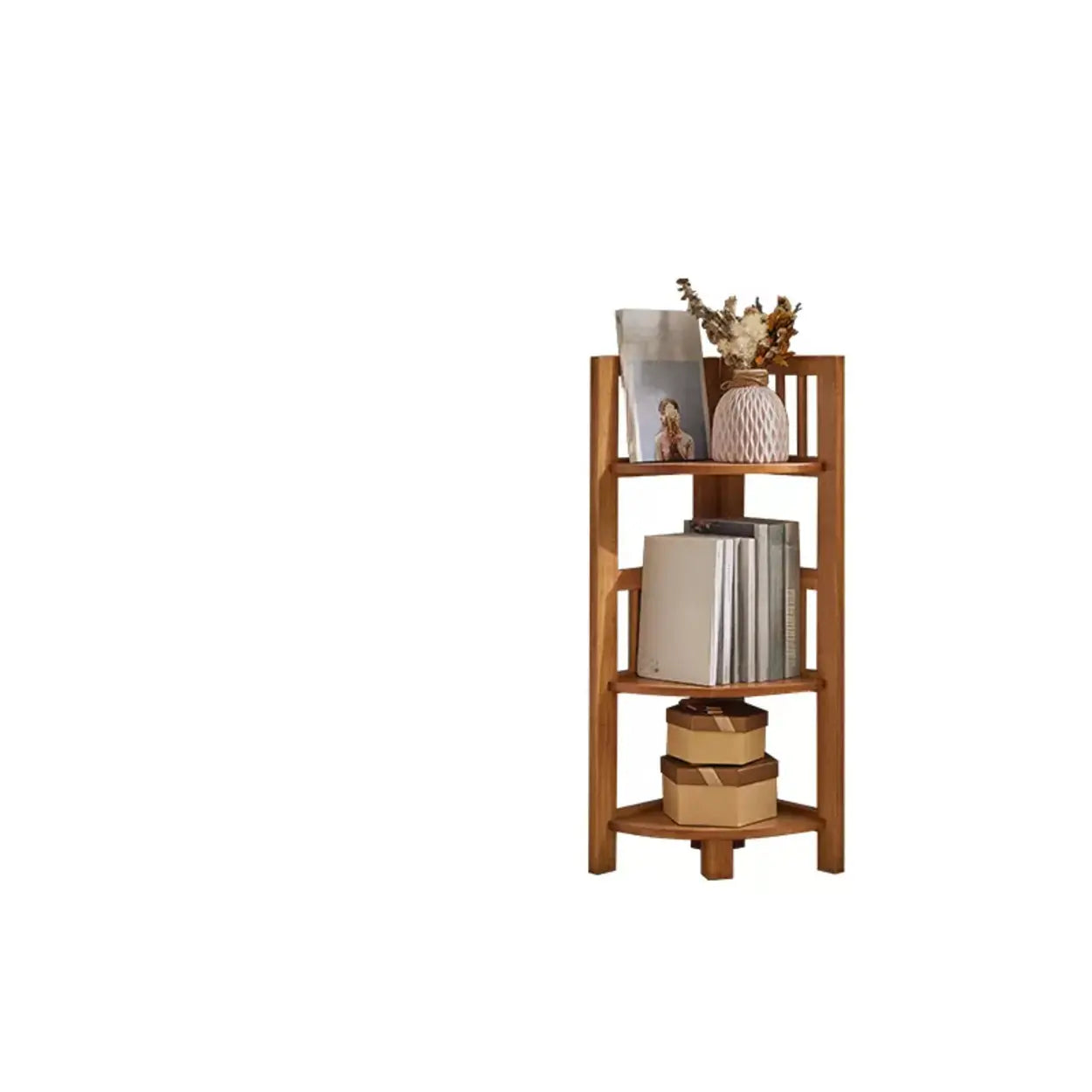 Wooden Triangle Tower Corner Bookcase