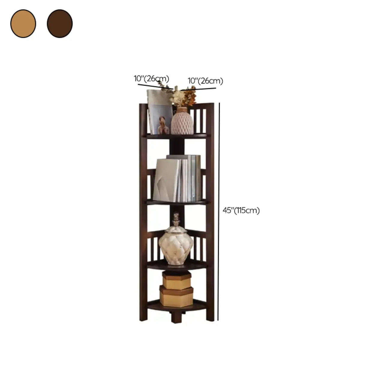 Wooden Triangle Tower Corner Bookcase