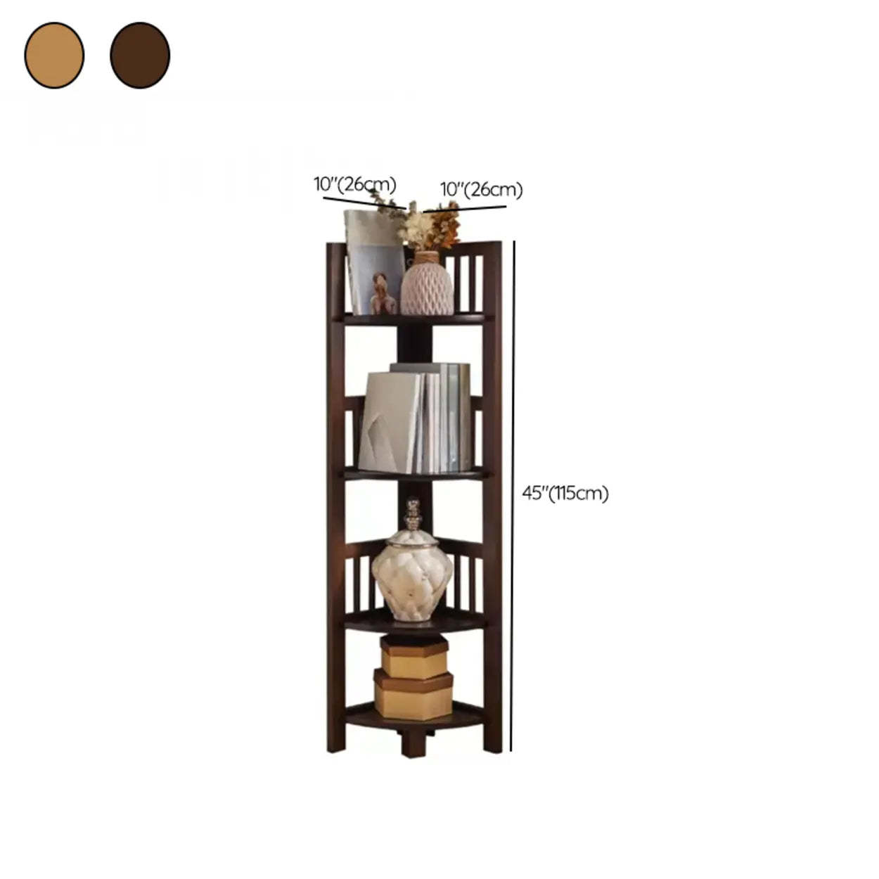 Wooden Triangle Tower Corner Bookcase