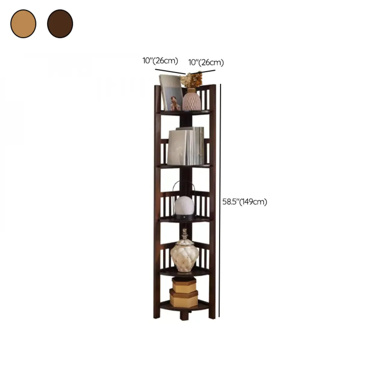 Wooden Triangle Tower Corner Bookcase