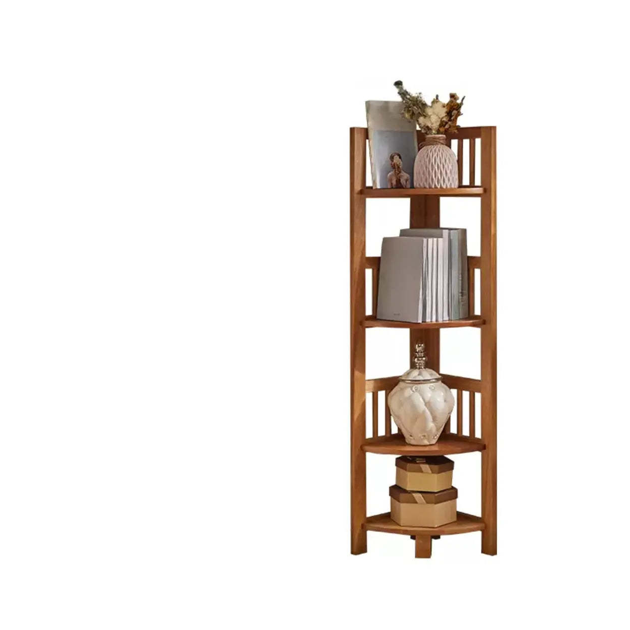 Wooden Triangle Tower Corner Bookcase