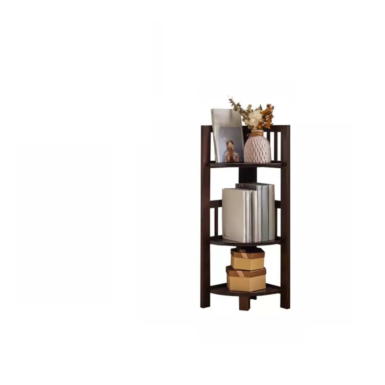 Wooden Triangle Tower Corner Bookcase