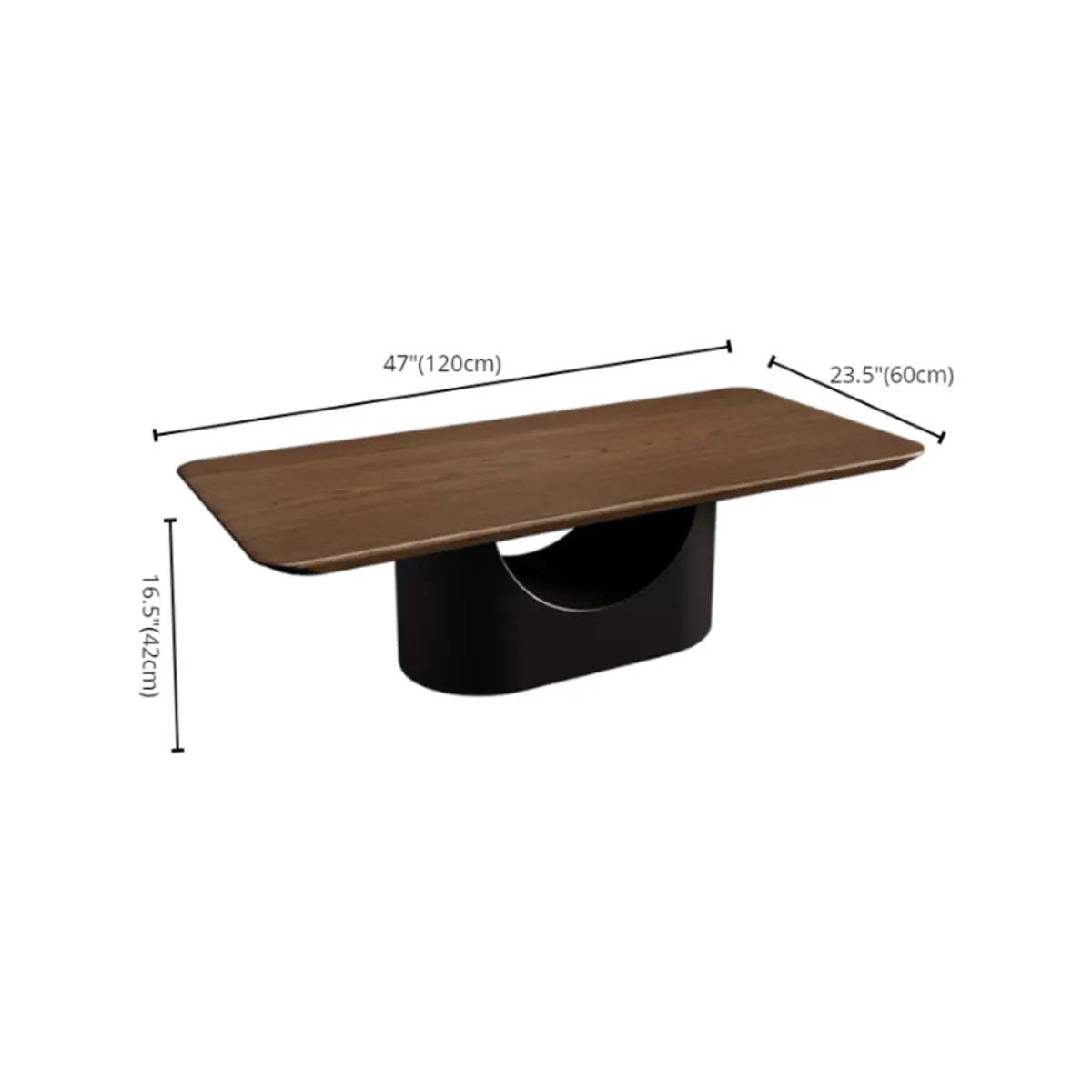 Simple Brown Oval Wood Storage Coffee Table