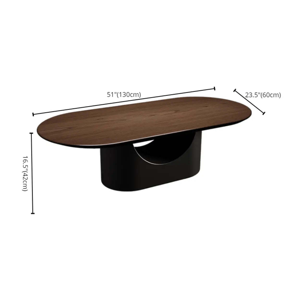 Simple Brown Oval Wood Storage Coffee Table