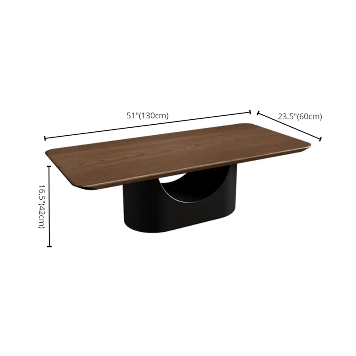 Simple Brown Oval Wood Storage Coffee Table