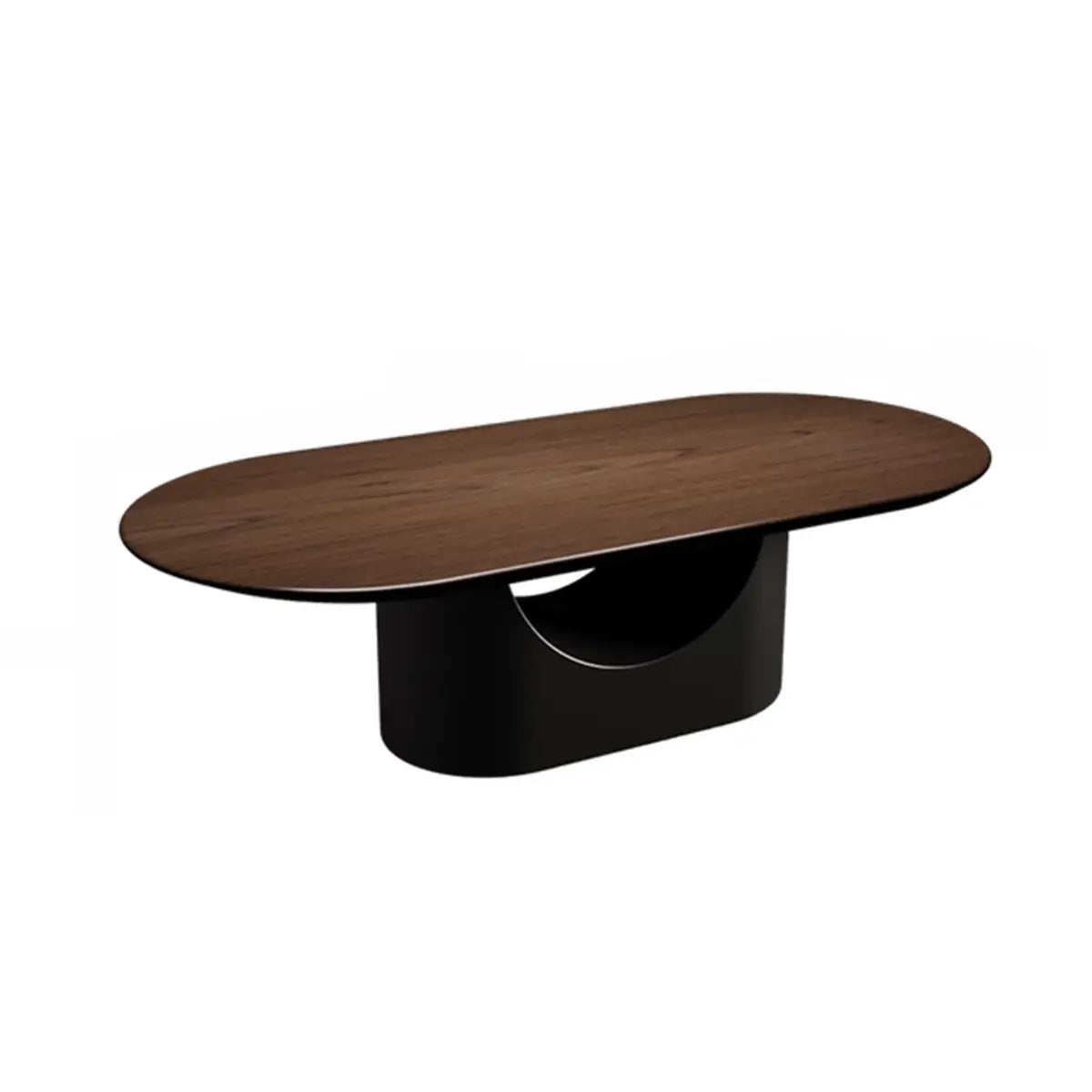 Simple Brown Oval Wood Storage Coffee Table — Rectangular