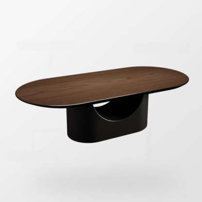 Simple Brown Oval Wood Storage Coffee Table