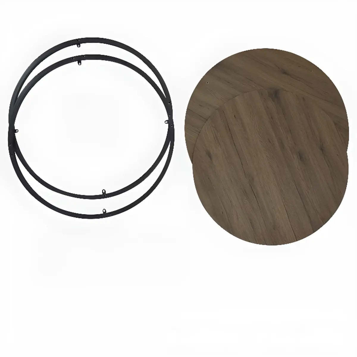 Simple Brown Wood Round Four-Leg Coffee Table