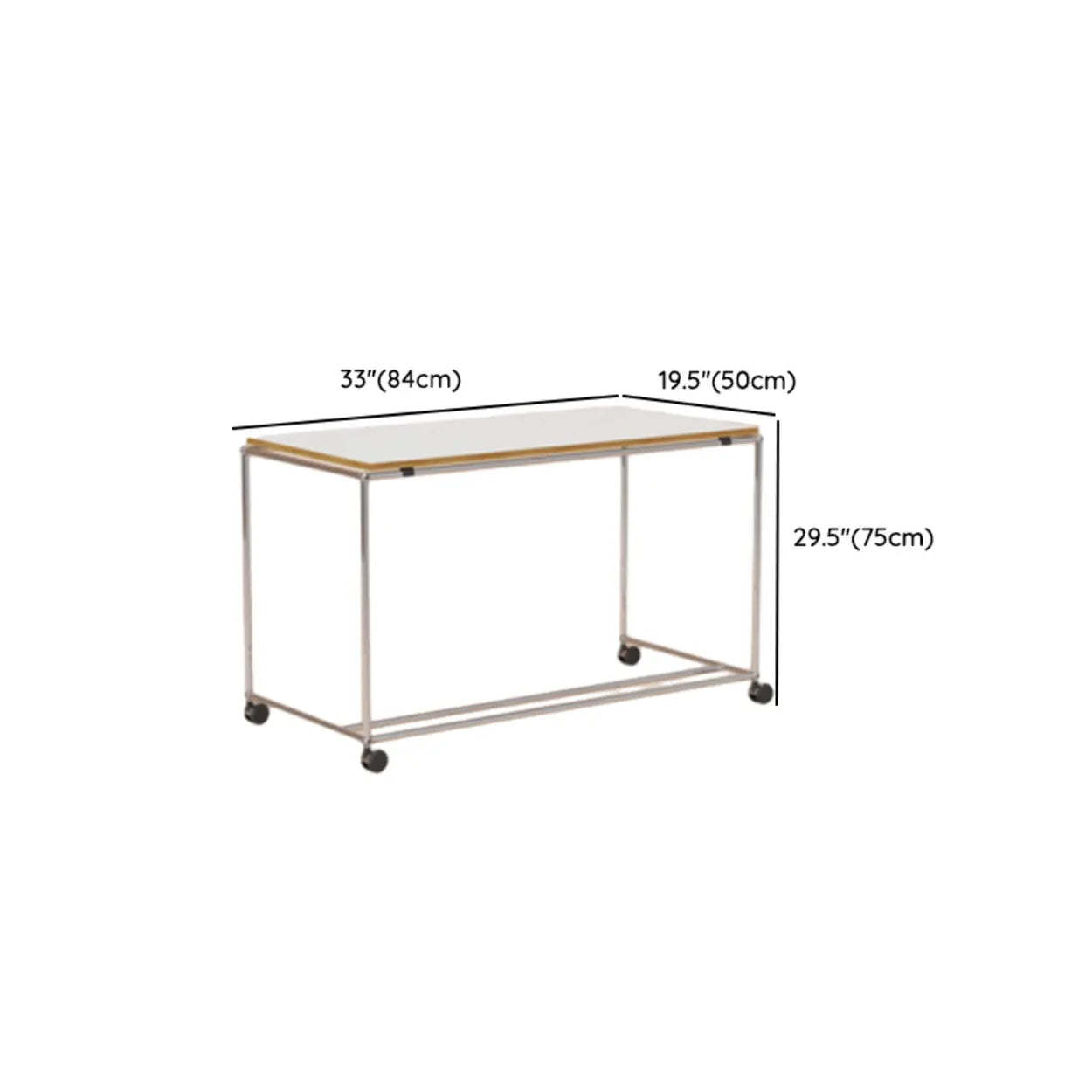 Simple White Wood Silver H-Shape Computer Desk