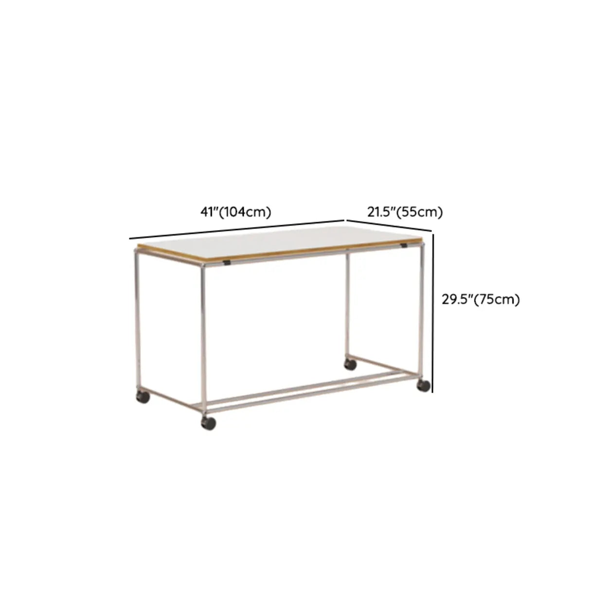 Simple White Wood Silver H-Shape Computer Desk