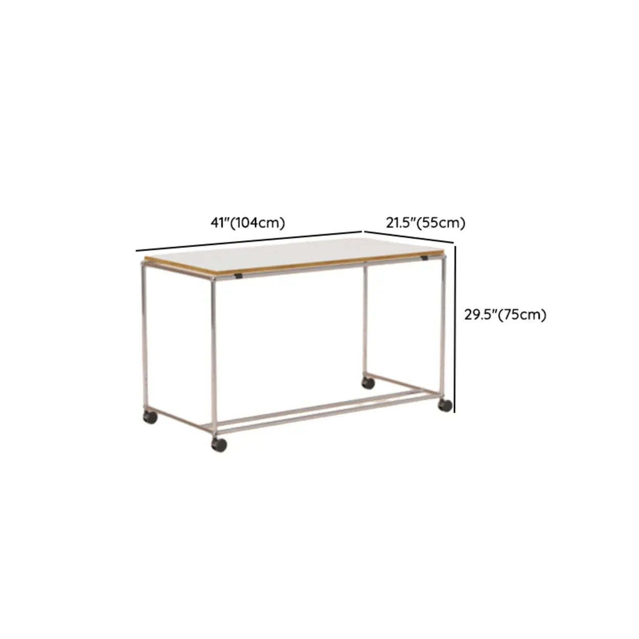 Simple White Wood Silver H-Shape Computer Desk