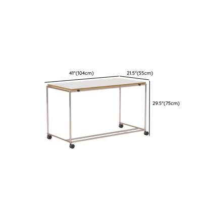 Simple White Wood Silver H-Shape Computer Desk