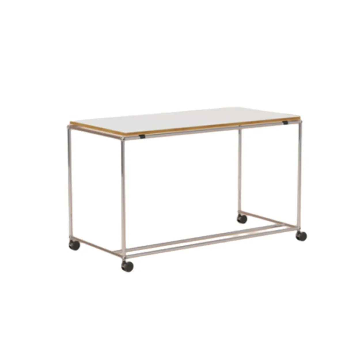 Simple White Wood Silver H-Shape Computer Desk
