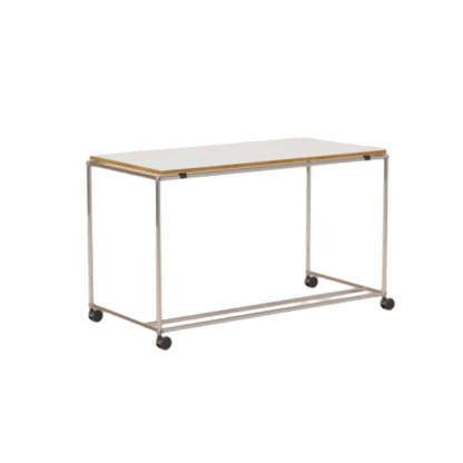 Simple White Wood Silver H-Shape Computer Desk