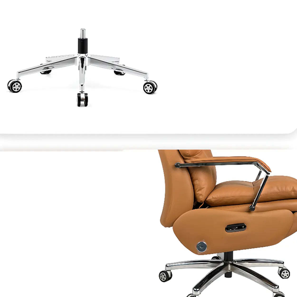Simple Ergonomic Cowhide Orange Executive Chair