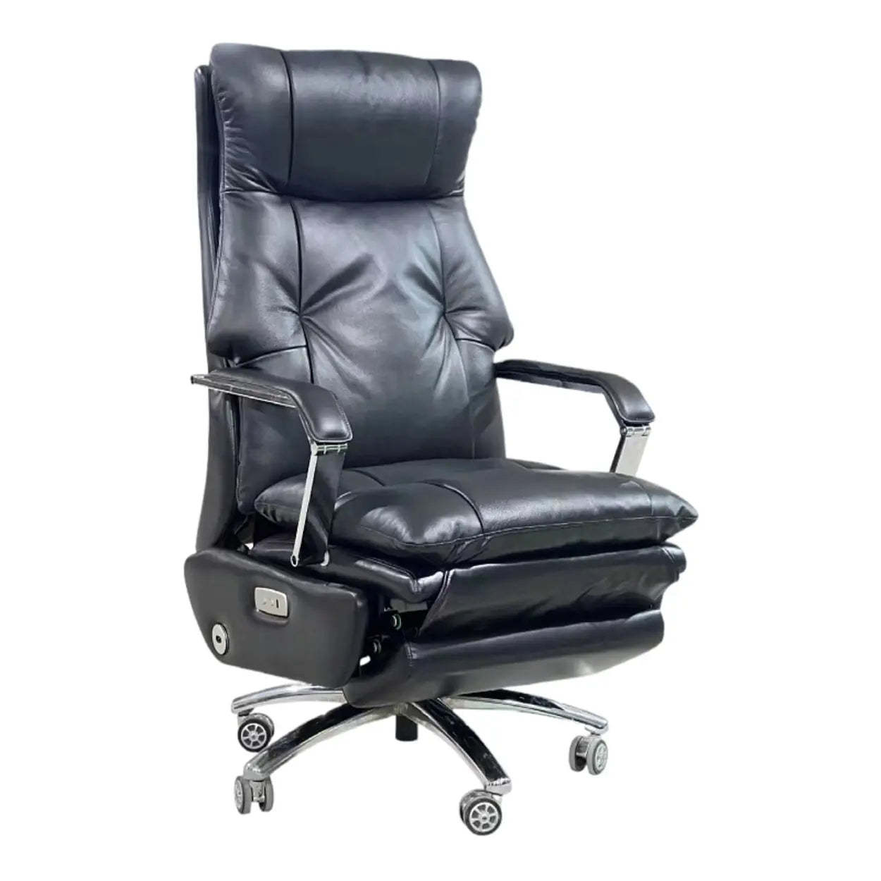 Simple Ergonomic Cowhide Orange Executive Chair — Grey