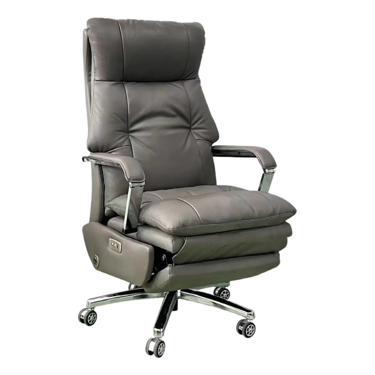 Simple Ergonomic Cowhide Orange Executive Chair — Orange