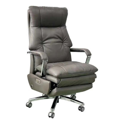 Simple Ergonomic Cowhide Orange Executive Chair — Orange