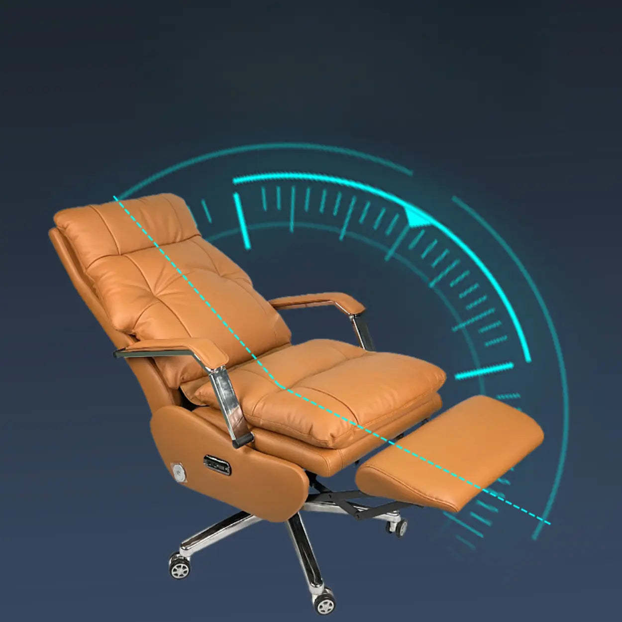 Simple Ergonomic Cowhide Orange Executive Chair