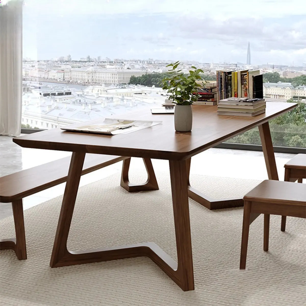 Simple Brown Pine Sled Writing Desk