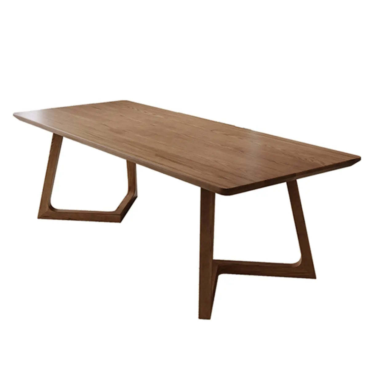 Simple Brown Pine Sled Writing Desk — Pine / Without Chairs