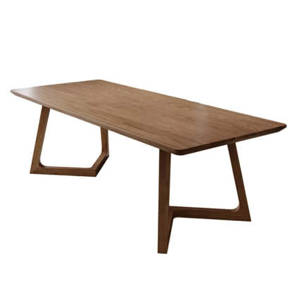 Simple Brown Pine Sled Writing Desk — Pine / Without Chairs