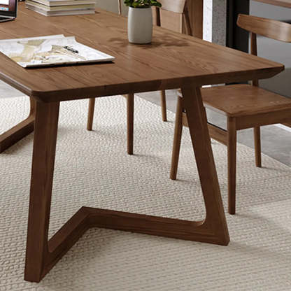 Simple Brown Pine Sled Writing Desk — Pine / Without Chairs