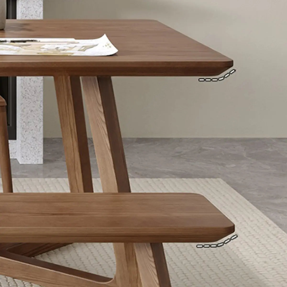 Simple Brown Pine Sled Writing Desk — Pine / Without Chairs