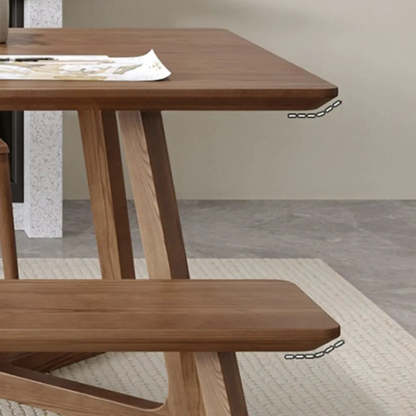 Simple Brown Pine Sled Writing Desk — Pine / Without Chairs