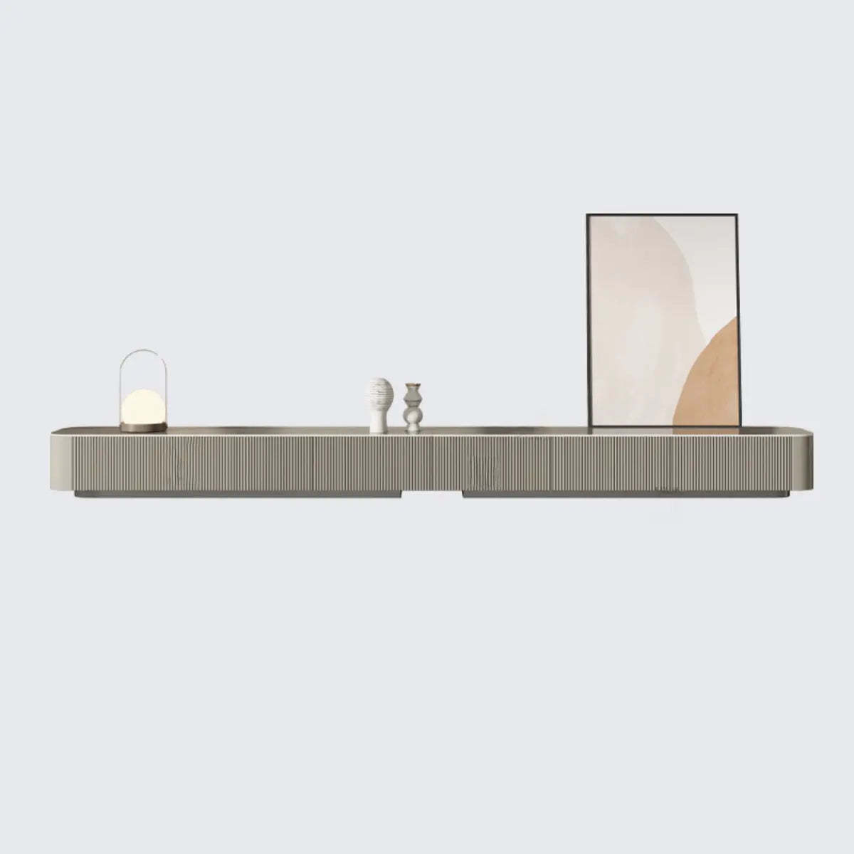 Gray Stone Rectangle Drawer Long TV Stand