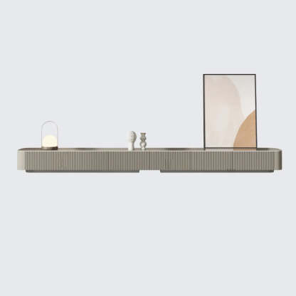 Gray Stone Rectangle Drawer Long TV Stand