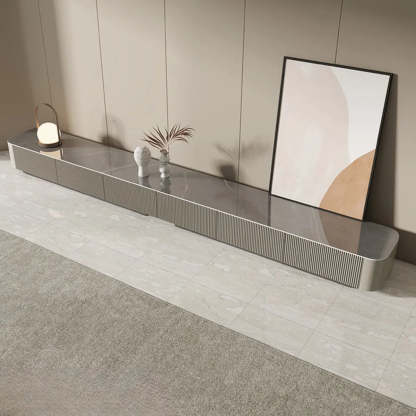 Gray Stone Rectangle Drawer Long TV Stand