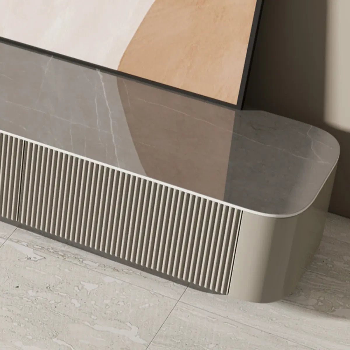 Gray Stone Rectangle Drawer Long TV Stand