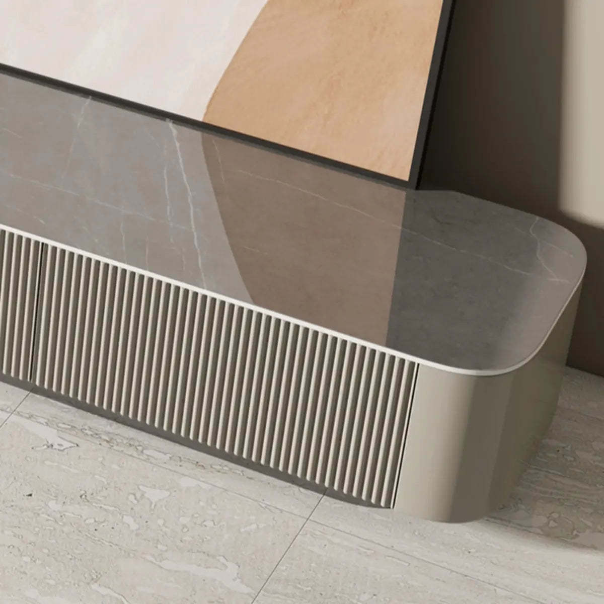 Gray Stone Rectangle Drawer Long TV Stand