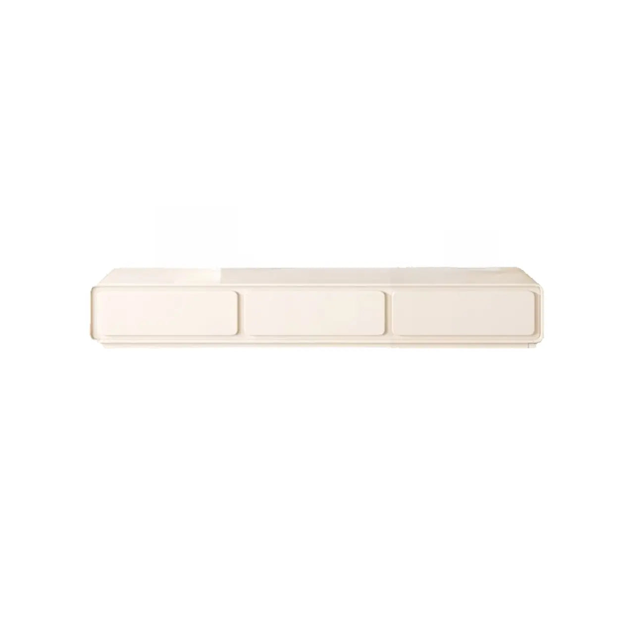 Simple White Wood Rectangular TV Stand with Drawers