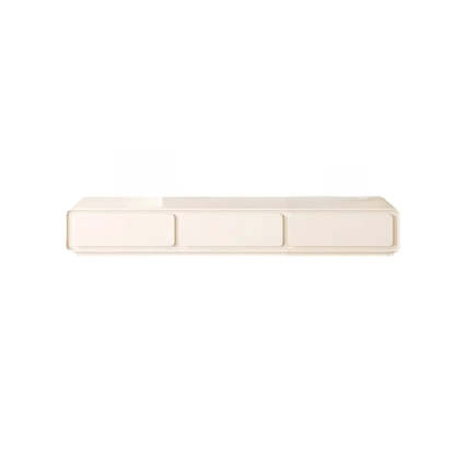 Simple White Wood Rectangular TV Stand with Drawers