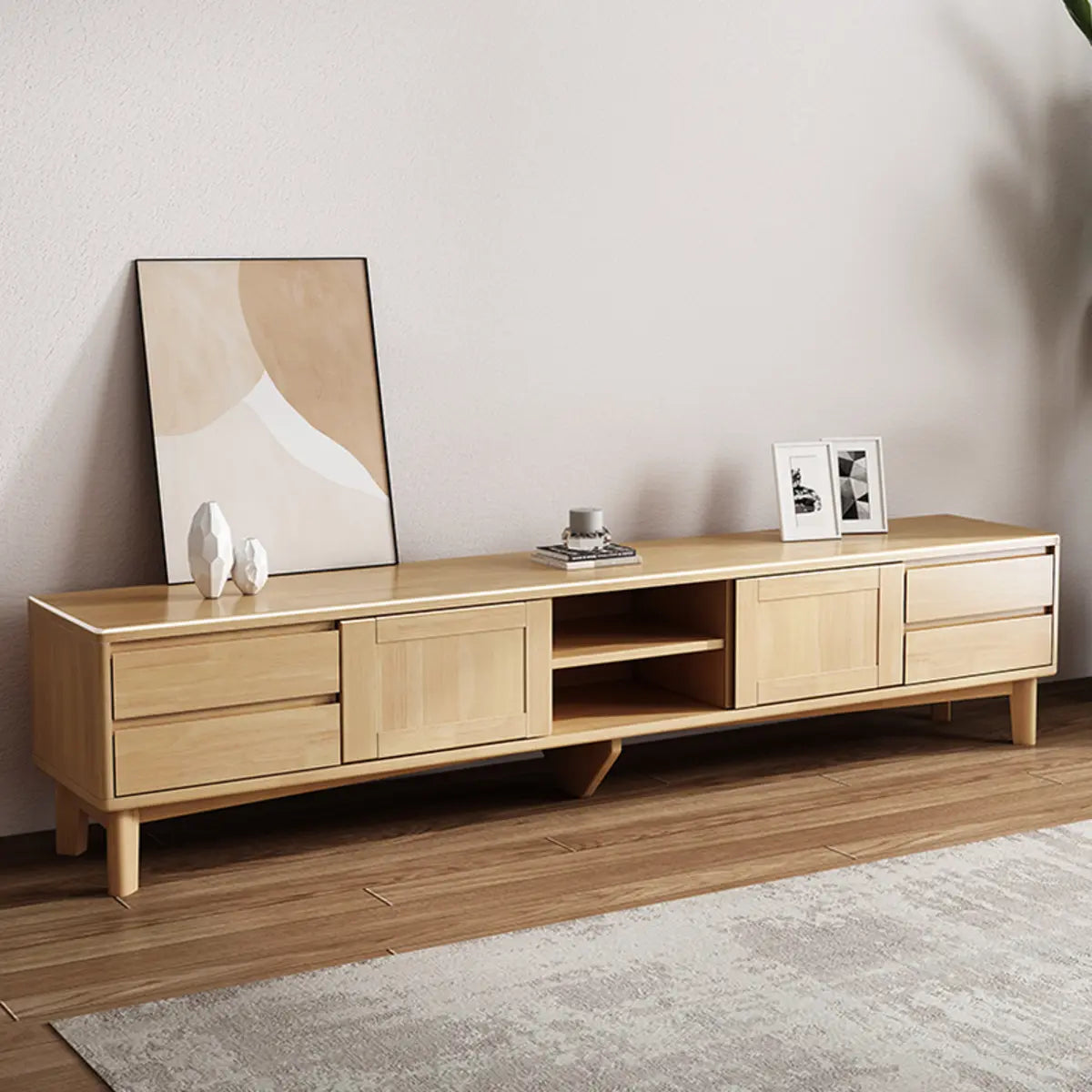 Simple Wood Tone Open Storage Long TV Stand — Light Coffee/ Grey
