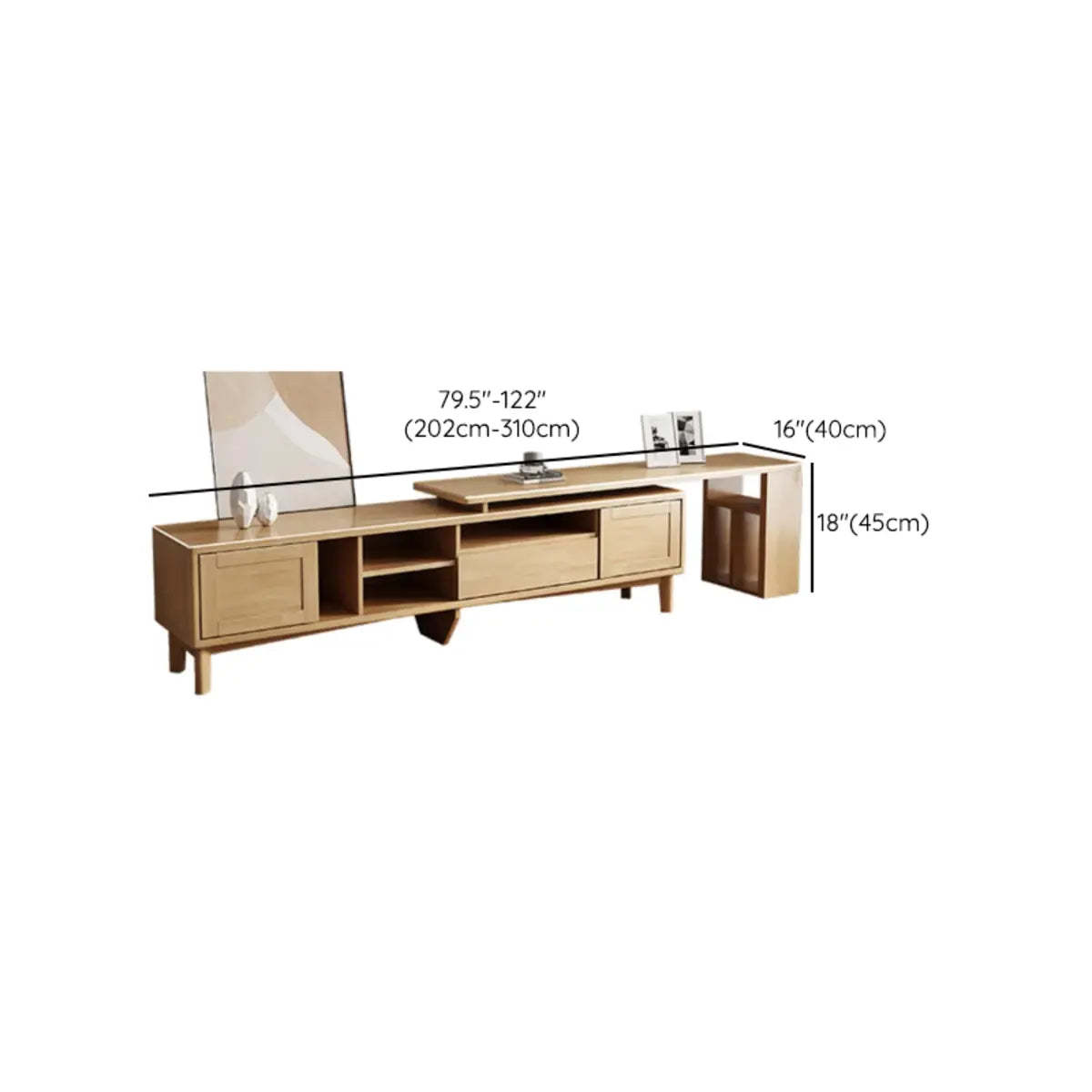 Simple Wood Tone Open Storage Long TV Stand