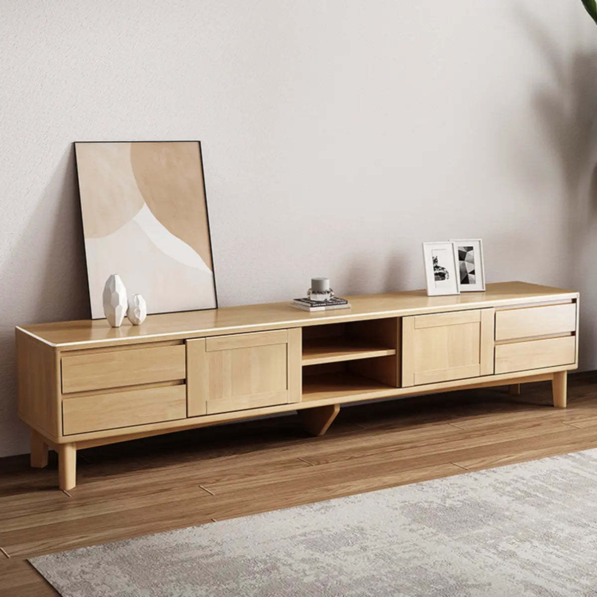 Simple Wood Tone Open Storage Long TV Stand — Light Coffee/ Grey