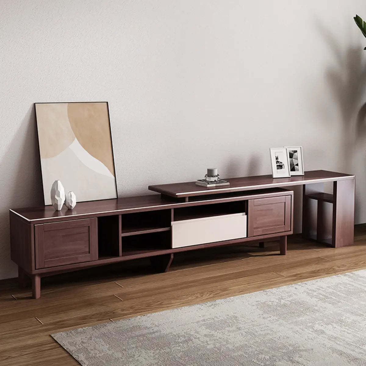 Gray wood storage simple tv stands - modern — 80" L x 16" W x 18" H / Light Coffee