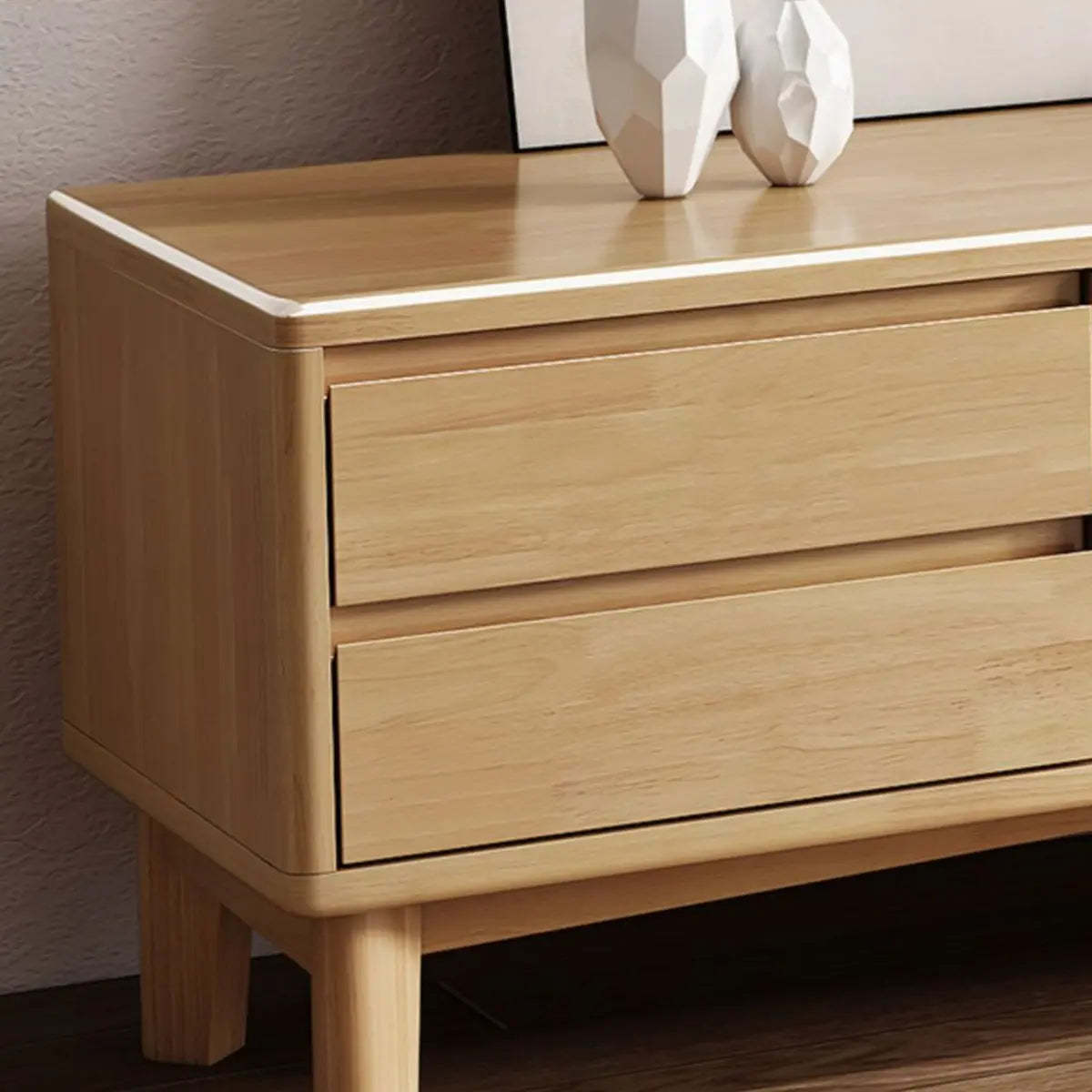 Simple Wood Tone Open Storage Long TV Stand